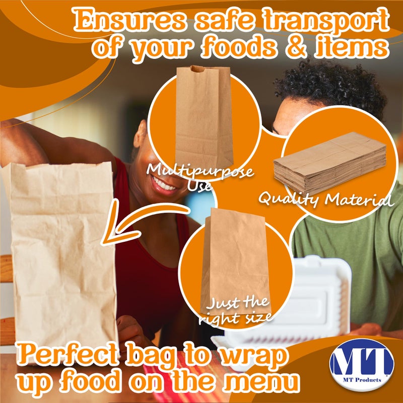 MT Products Brown Paper Bags 8 lbs. - Disposable Paper Lunch Bags Perfect for Shopping - Pack of 100 - Image 3